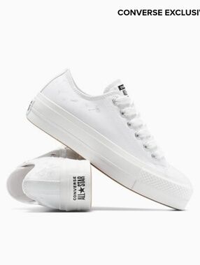 NWB Converse CTAS Lift Platform Embroidered Flowers Low Tops W/9 :)